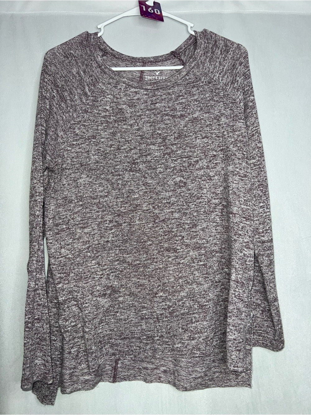 American Eagle Medium Soft & SexyWomen’s Long Sleeve Heathered Top - Soft Purple